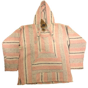 Nwt Earth Ragz Baja Sweater Pink Stripe Pullover Oversized Hoodie Sz Small